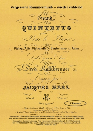 Herz, Jacques Klavierquintett (Forellen-Besetzung) c-Moll op. 13