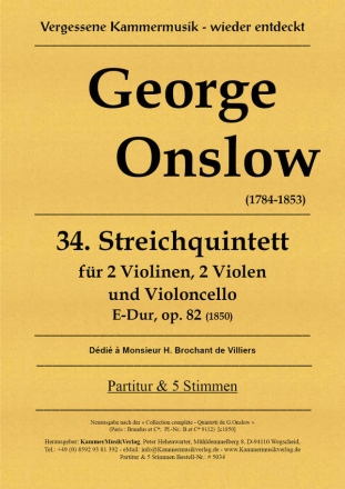 Quintett E-Dur Nr.34 op.82 fr 2 Violinen, 2 Violen und Violoncello Partitur und Stimmen