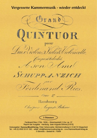 Ries, Ferdinand Streichquintett C-Dur op. 37