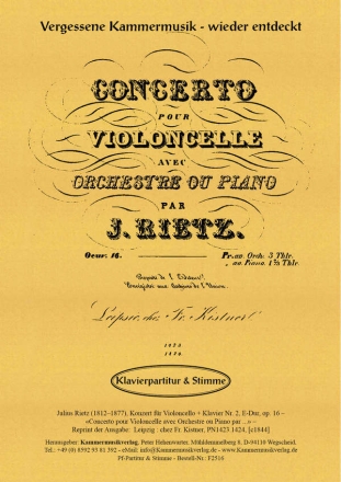Rietz, Julius Konzert fr  Violoncello + Klavier E-Dur op. 16
