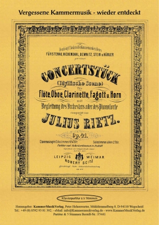 Rietz, Julius Konzertstck fr Blserquintett + Klavier F-Dur op. 41