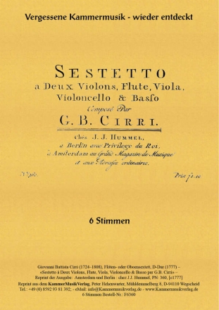 Cirri, Giovanni Battista Fltensextett oder Oboensextett D-Dur