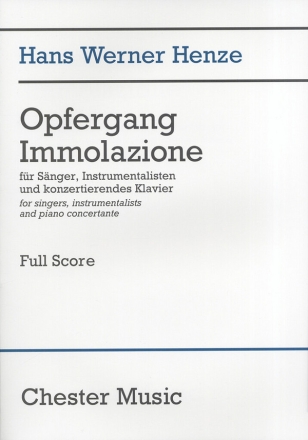 Hans Werner Henze: Opfergang Immolazione (Full Score) Tenor, Bass Voice, Baritone Voice, TTBB, Orchestra Score