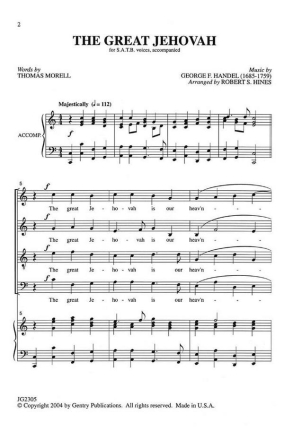 Georg Friedrich Hndel, The Great Jehovah SATB Chorpartitur