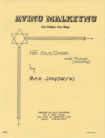 Max Janowski, Avinu Malkeynu SATB Chorpartitur