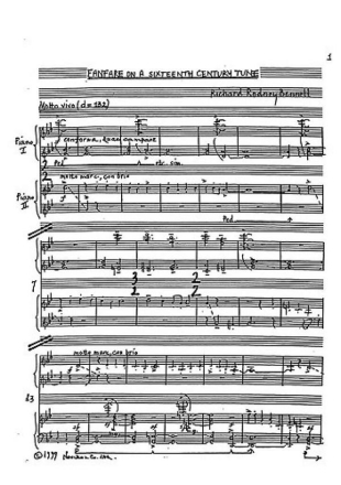 Fanfare on a 16th Century Tune for two pianos 2 scores,  archive copy