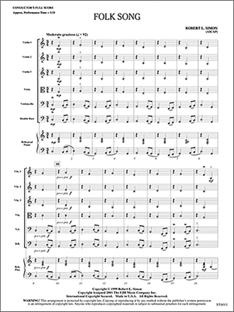 Folk Song: Gum Tree Canoe (s/o score) Full Orchestra