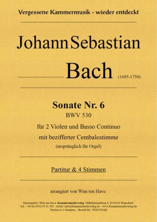 Sonate Nr. 6 fr 2 Va & BC mit bezifferter Cembalostimme