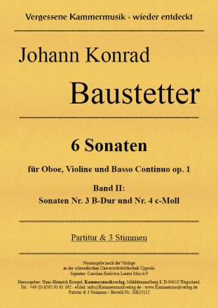 6 Sonaten fr Oboe, Violine und Basso Continuo op. 1 Band II