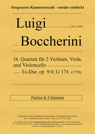 16. Quartett fr 2 Violinen, Viola und Violoncello, Es-Dur, op. 9, Nr.4, G 174