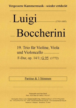 19. Trio D-Dur, op. 14, Nr. 1, G 95 fr Violine, Viola und Violoncello