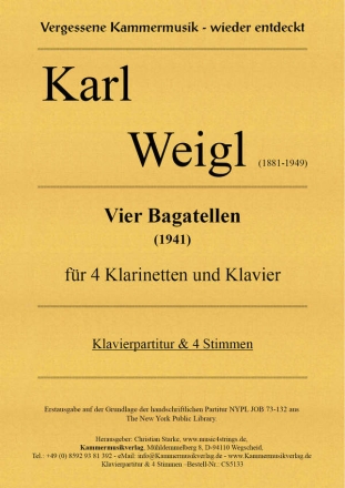 Vier Bagatellen fr 4 Klarinetten und Klavier