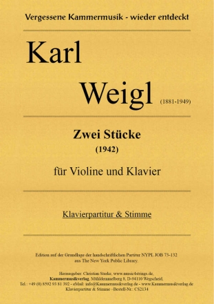 Zwei Stcke fr Violine und Klavier