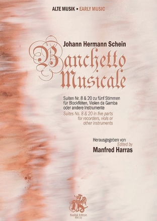 Banchetto Musicale - Suiten Nr.8 & 20 zu fnf Stimmen fr 5 Blockflten (Violen da Gamba oder andere Instr) Partitur und Stimmen