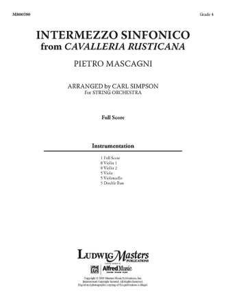 Intermezzo Cavalleria Rusticana s/o sc for string orchestra full score