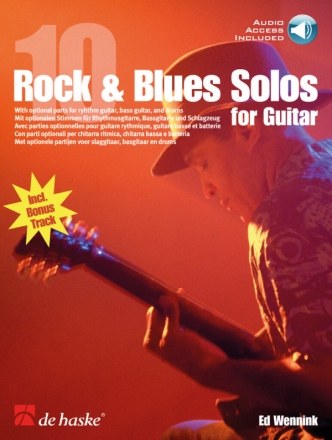 10 Rock & Blues Solos for Guitar Guitar Book & Audio-Online