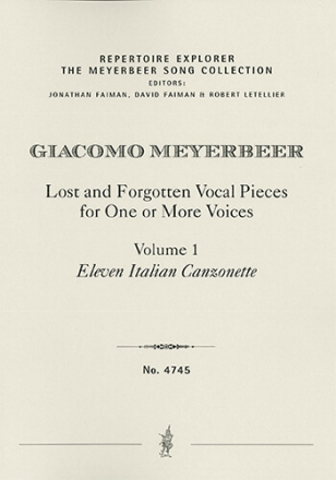 Lost and Forgotten Vocal Pieces for One or More Voices / Volume 1: Eleven Italian Canzonette (first  Vocal Music & Orchestra/Chamber Music Group/Keyboard Performance Score