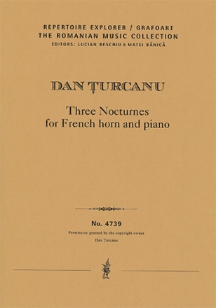 Three Nocturnes for French horn and piano (first print, piano performance score & part) The Romanian Music Collection Piano performance score & part