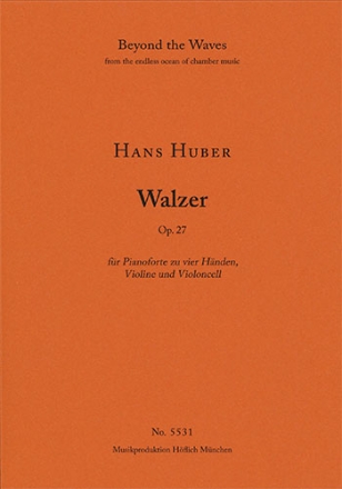 Waltz for Pianoforte for four hands, Violin and Violoncello Op. 27 (2 piano performance scores & 2 p Strings with piano Piano Performance Score (2 copies) & 2 string parts