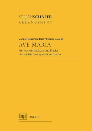 Ave Maria fr 4 Kontrabsse und Klavier Partitur und Stimmen
