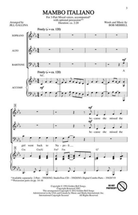 Mambo Italiano 3-Part Choir Chorpartitur