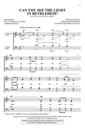 Can You See the Light in Bethlehem? SATB a Cappella Chorpartitur