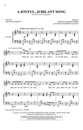 A Joyful, Jubilant Song SAB Chorpartitur