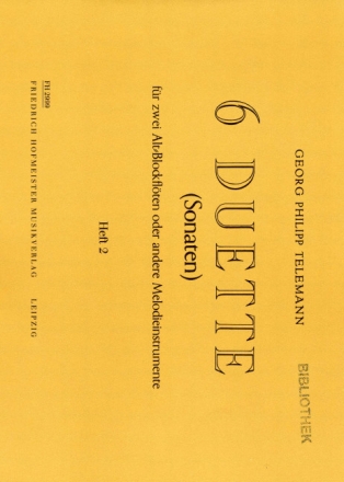 6 Duette Band 2 (Nr.4-6) f�r 2 Altblockfl�ten Spielpartitur