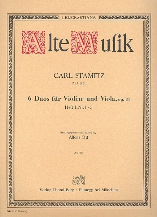 6 Duos op.18 Band 1 (Nr.1-3) f�r Violine und Viola Partitur und Stimme