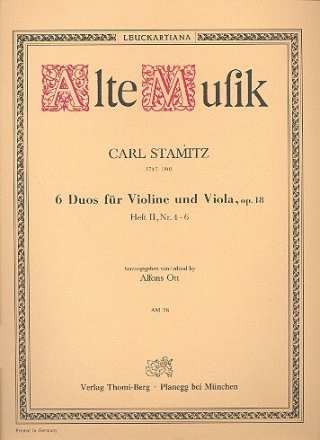 6 Duos op.18 Band 2 (Nr.4-6) f�r Violine und Viola Partitur und Stimme