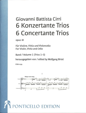 6 Konzertante Trios op.18 Band 1 (Trios 1-3) f�r Violine, Viola und Violoncello Partitur und Stimmen (en/dt)