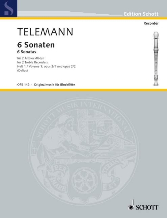 6 Sonaten op.2 Band 1 (Nr.1-2) f�r 2 Altblockfl�ten (1727) Spielpartitur