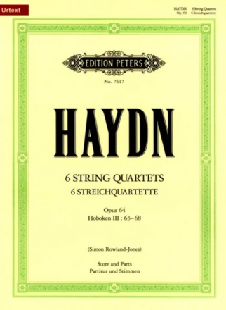 6 Streichquartette op.64 Hob.III:63-68 f�r Streichquartett Partitur und Stimmen