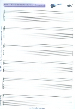 Notenblock Noten und Tabulatur  Din A4 hoch fr Gitarre