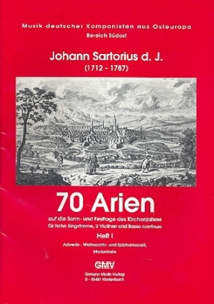 70 Arien Band 1 f�r hohe Singstimme, 2 Violinen und Bc Partitur