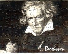 Muzzle Portrait Beethoven Mini-Puzzle 6x8cm, 48 Teile, mit Umschlag, Rckseite beschreibbar