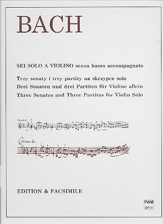 6 Solo a violino BWV1001-1006 fr Violine Faksimile und bertragung gebunden