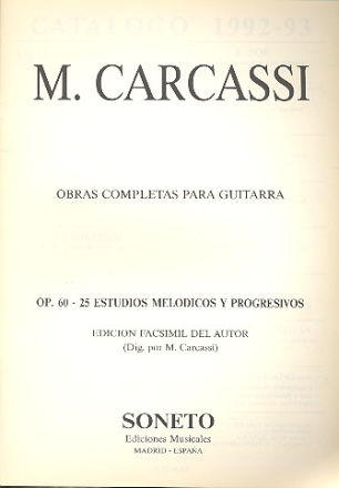 25 Estudios op.60 melodicos y progresivos para guitarra facsimile