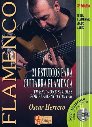 21 estudios nivel elemental (+CD) para guitarra flamenca/tabulatura (en/sp/frz)