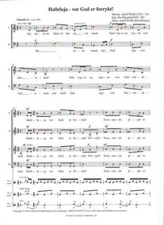 Per Nrgrd, Halleluja Vor Gud Er Forrykt SATB Klavierauszug