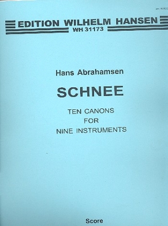 Schnee 10 Canons for violin, viola, cello, piano1 (group1), flute, oboe, clarinet, piano 2 (group 2) and percussion,  score
