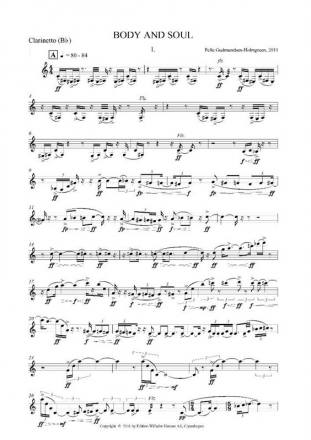 Pelle Gudmundsen-Holmgreen, Body And Soul Clarinet, Bass Clarinet, Percussion, Violin and Cello Stimmen-Set