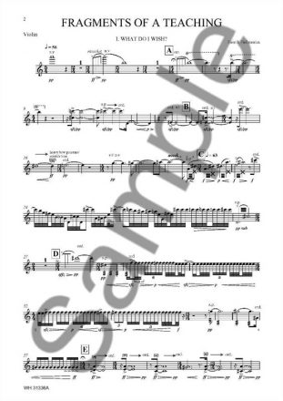 Henrik Hellstenius, Fragments Of A Teaching Violin, Viola, Cello, Percussion and Bariton Voice Stimmen-Set