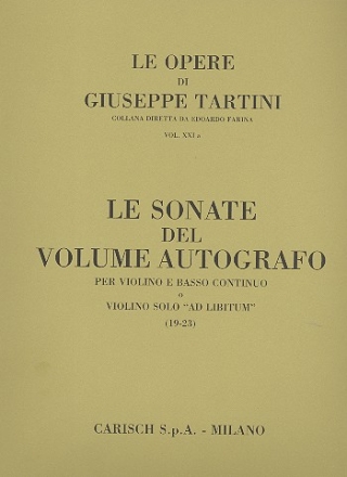 Le sonate del vol. autografo vol.21a (nos.19-23) per violino e bc o violino solo ad lib