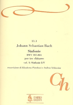 Sinfonie BWV787-801 vol.1 (nos.1-5) per 3 chitarre partitura et parti