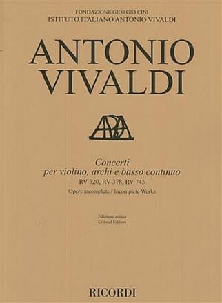 Concerti RV320, RV378, RV745 for violin, strings and Bc score