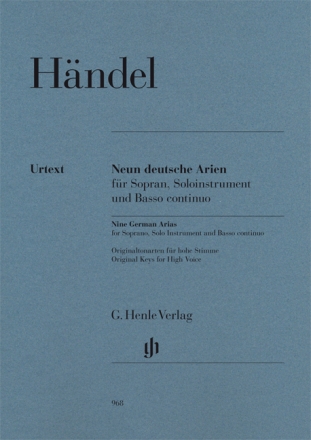 9 deutsche Arien f�r Sopran, Soloinstrument und Bc Partitur und Stimmen
