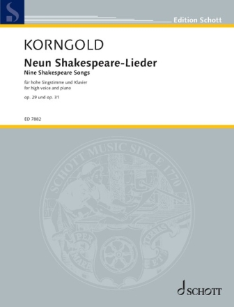 9 Shakespeare-Lieder op.29 und op.31 f�r hohe Singstimme und Klavier