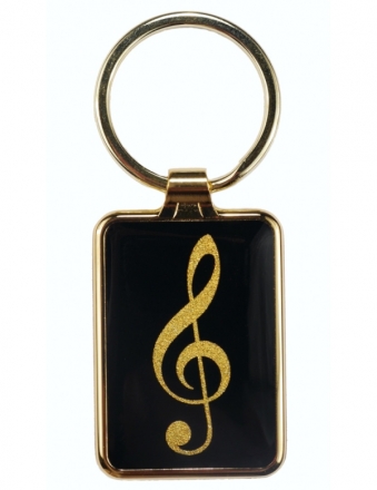 Schlsselanhnger Violinschlssel schwarz/gold 7,5 x 3 cm Metall