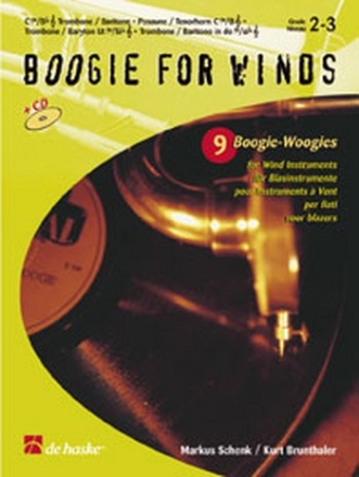 BOOGIE FOR WINDS (+CD): 9 BOOGIE WOOGIES FOR BASS INSTRUMENTS (BASS AND TREBLE CLEF)